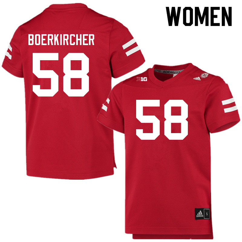 Women #58 Ian Boerkircher Nebraska Cornhuskers College Football Jerseys Sale-Scarlet - Click Image to Close